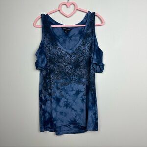 Rock & Republic Navy Cold Shoulder Blouse Size Medium